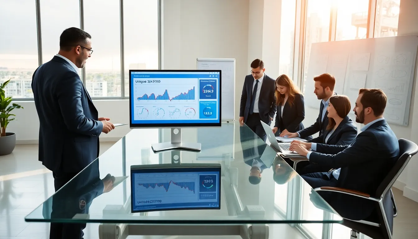 diverse professionals collaborating at a modern workspace.